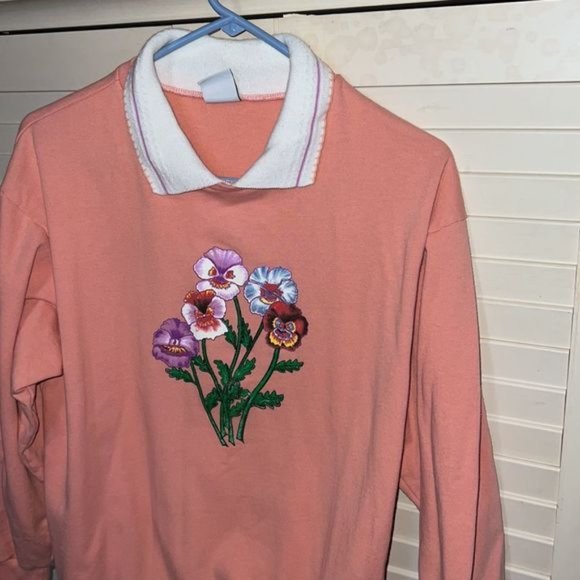 CB Habland collared floral sweatshirt, size medium - Picture 2 of 5